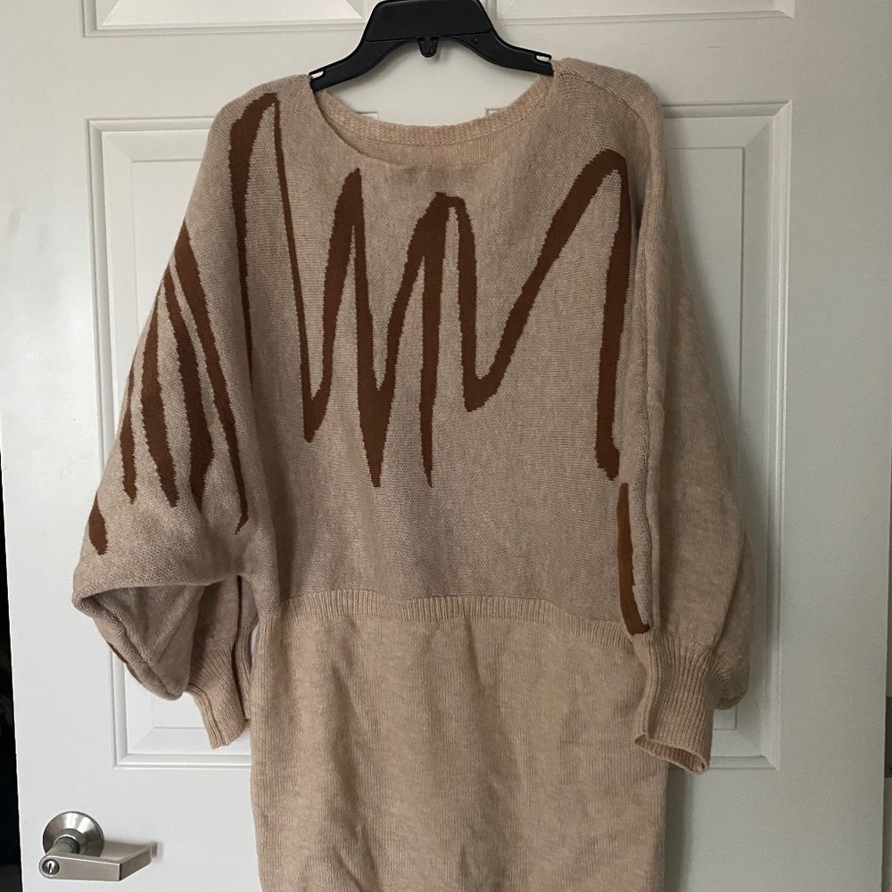 Abstract Print Sweater Dress